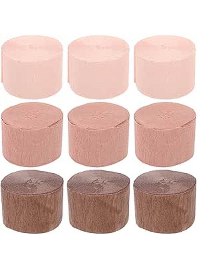 Crepe Paper Streamers 9 Rolls Rose Gold Light Dark Mauve Wedding Birthday Party Decorations - Image 1