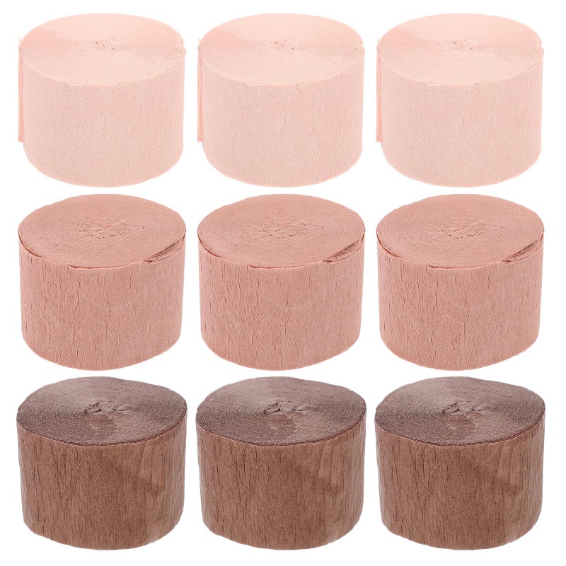 Crepe Paper Streamers 9 Rolls Rose Gold Light Dark Mauve Wedding Birthday Party Decorations - Image 2