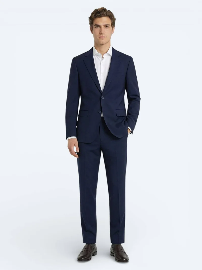 Kip Saks Plain Modern Fit Wool Blended Suit