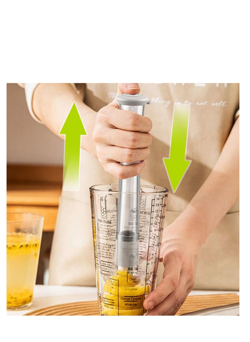 SYOSI - Lemonade Muddler, Cocktail Muddler with Measuring Cup, 2in1 Muddler and Measuring Tool Capability,  for Making Delicious Mojitos, & Other Fruit Based Drinks & Beverages in Various Containers - Image 1
