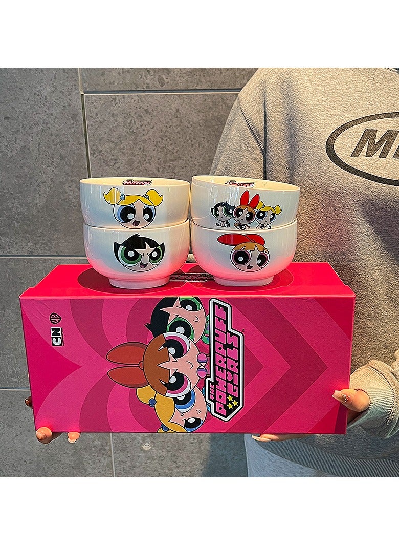 Powerpuff Girls Ceramic Bowls, Cute Tableware Set Cartoon Pattern Rice Bowls, Porcelain Bowls in Household Gift Boxes, Good Gift Options - Image 2