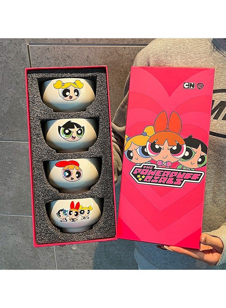Powerpuff Girls Ceramic Bowls, Cute Tableware Set Cartoon Pattern Rice Bowls, Porcelain Bowls in Household Gift Boxes, Good Gift Options - Image 1