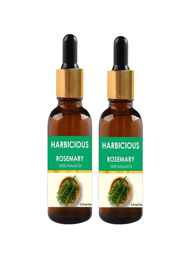 Harbicious 100% Natural Rosemary Oil, Rosemary Hair Oil for Men and Women, Essential Oil (0.51oz/15ml each) - Image 1