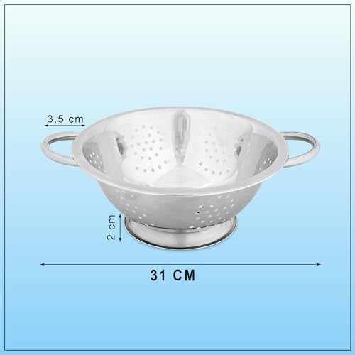 GLUN® Stainless Steel Colander Essential 24cm Kitchen Accessory for Versatile Needs, Efficiently Strain Fruits & Veggies, Anti-Rust, Durable Design ensures Reliability - Image 2