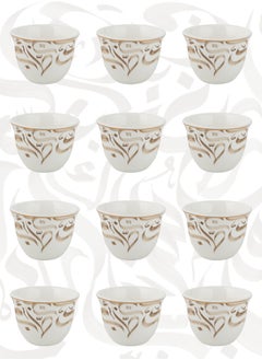 Trust 12-Piece Porcelain Saudi Coffee Cups Set 60ML Beige  - Image 1