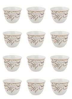 Trust 12-Piece Porcelain Saudi Coffee Cups Set 60ML Beige  - Image 2