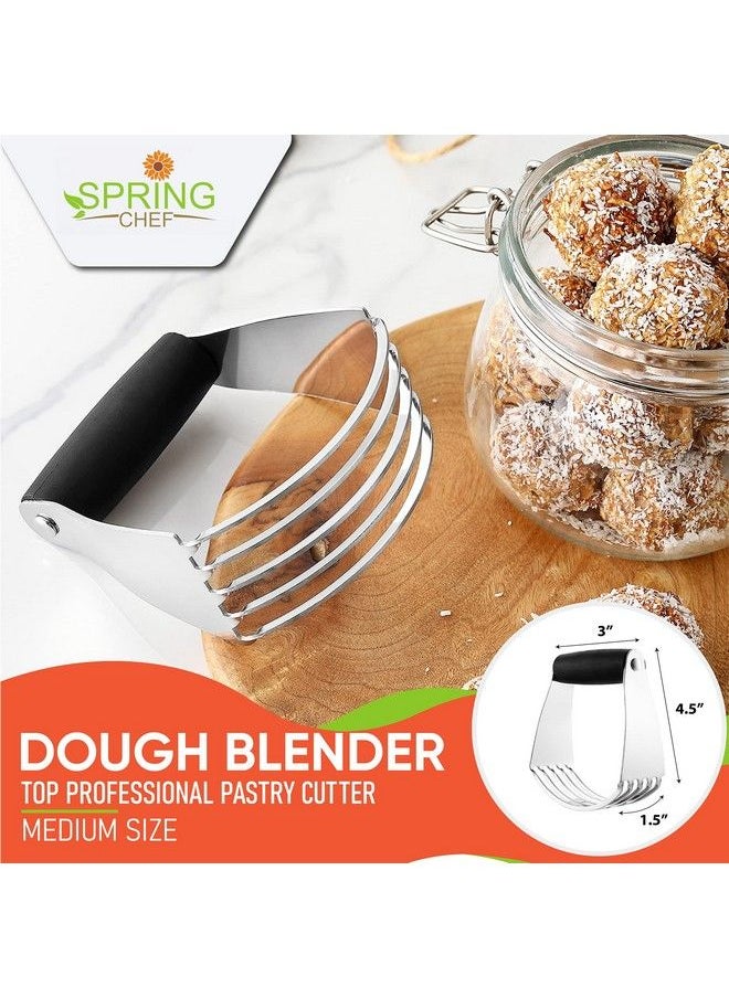Spring Chef - Dough Blender Top Professional Pastry Cutter With Heavy Duty Stainless Steel Blades Medium Size Black - Image 1