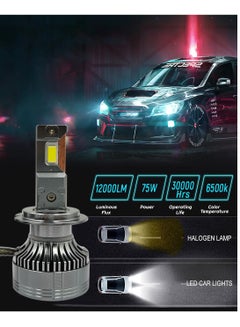 100Miles Superior Brightness H7 LED Car Headlamp 75W, 12000LM, 6500K with Enhanced Cooling System Long-Lasting - 100Miles Car Led Headlight  - Image 2