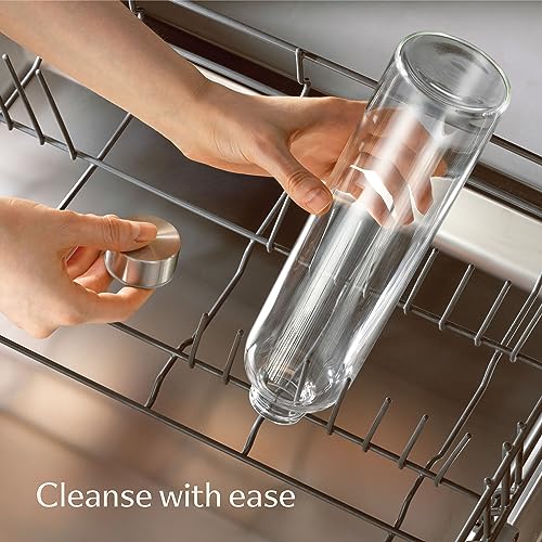 Cosumy Glass Water Bottle 25oz with Felt Sleeve - Borosilicate Glass - Leakproof Lid - BPA Free - Ideal for Work, Travel & Gym (Beige) - Image 5