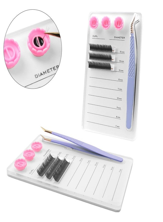 Mekupeu Acrylic Eyelash Extension Pallet Kits, Grafting False Eyelash Organizer Extension Pad Lash Tray,Magnetic Tweezer Holder - Durable Eyelash Extension Storage Organizer (White Sets) - Image 4