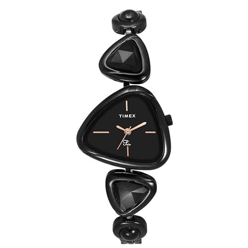 TIMEX ساعة TIMEX Fria التناظرية للنساء مع قرص مثلث أسود وسوار نحاسي أسود مقاوم للماء - TWEL17701 - Image 1