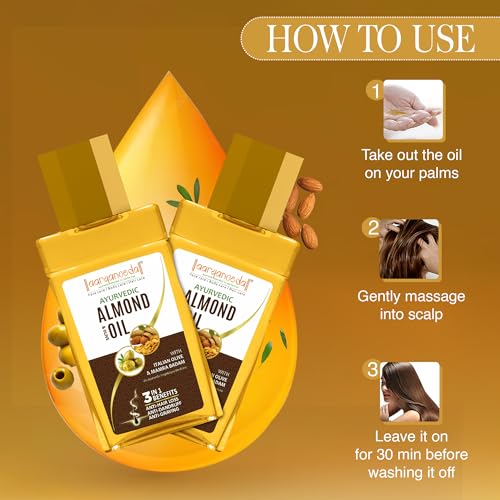Aryanveda Ayurvedic Almond & Olive Hair Oil With Italian Olive & Mamra Badam, Anti - Hairloss, Anti - Dandruff & Anti- Graying, For All Hair Types; 200ml (Pack Of 2) - Image 5