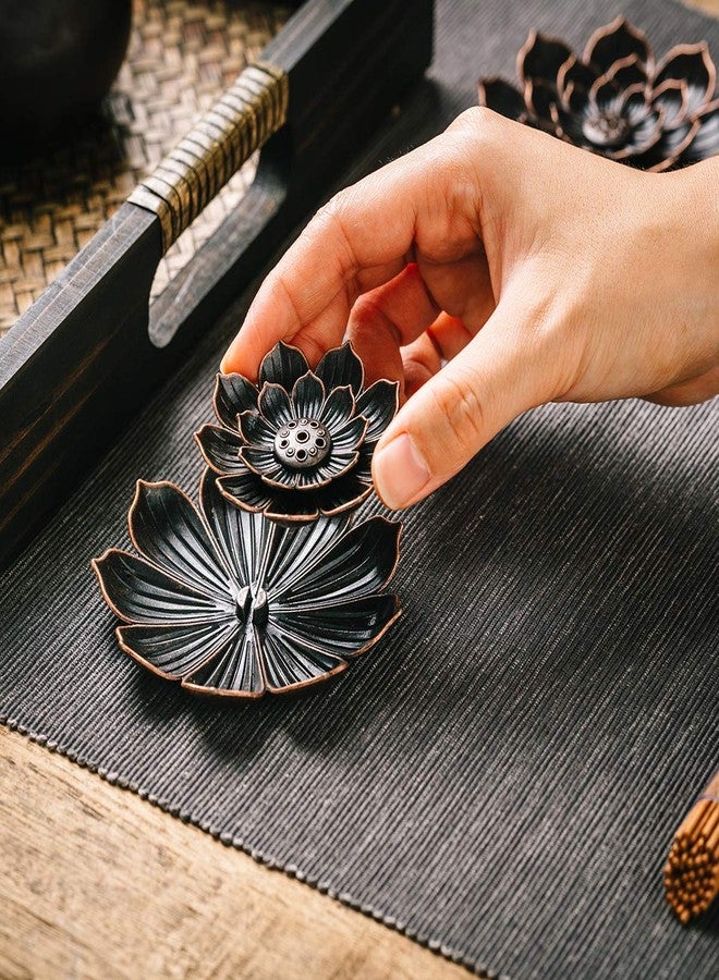 GARMOLY Brass Lotus Incense Holder, Incense Sticks Burner, Incense Ash Catcher, 3 Pack - Image 3