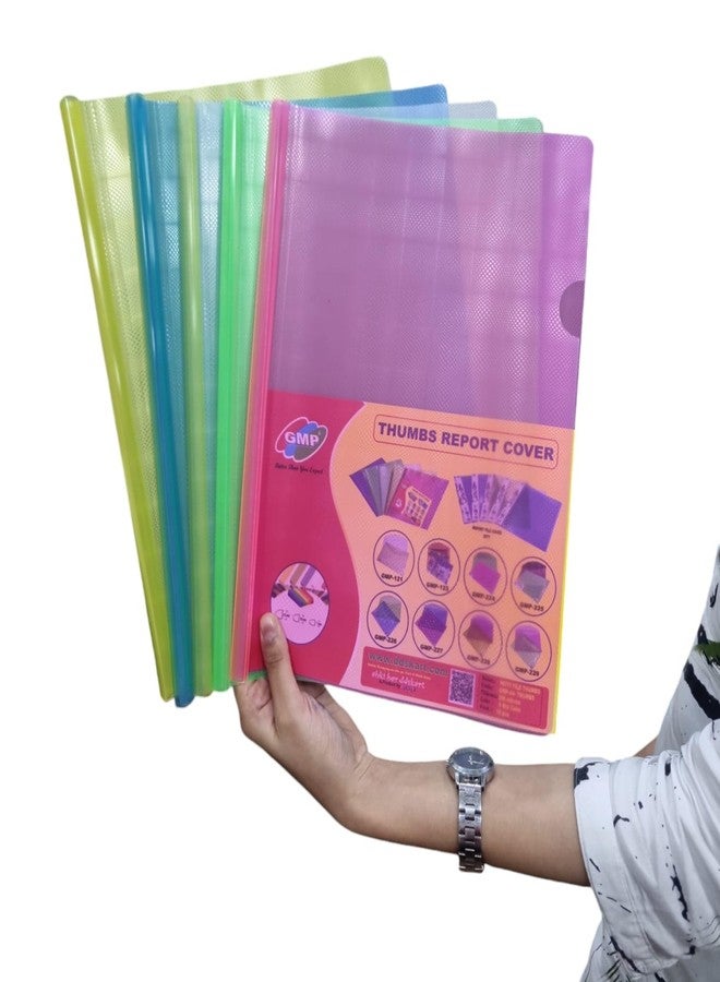 GMP Plastic Strip File Folder - Transparent A4 Sliding Bar Report Covers - Multicolored - Pack of 10 - Image 1
