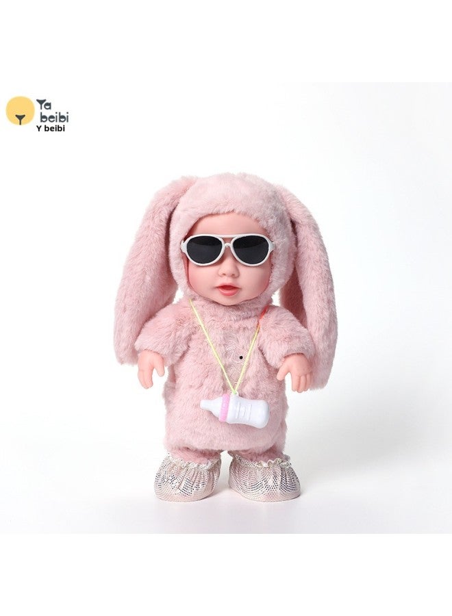 Children's Baby Bottle Vinyl Doll Electric Plush Toy Baby Bottle Doll Can Walk And Talk Toy-Color:JM-8284-3 Pink-Specifications:Ordinary Battery + Color Box  - Image 1