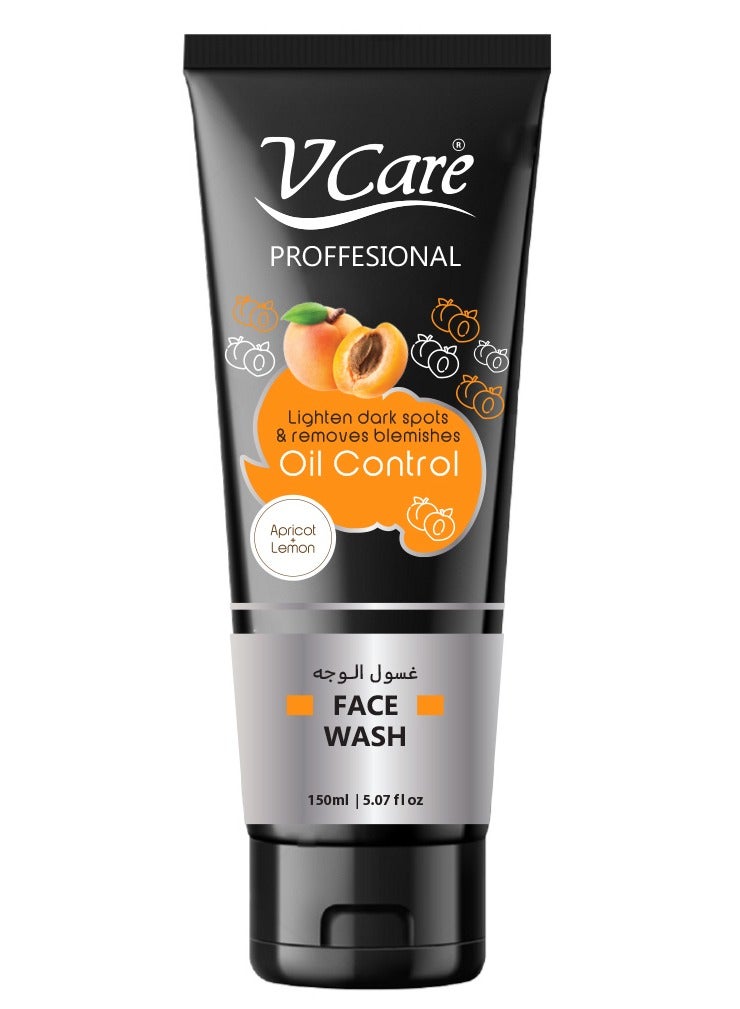Vcare Professional Face Wash 150ml Apricot and Lemon Infused formula for Fresh and Bright Skin - Image 1