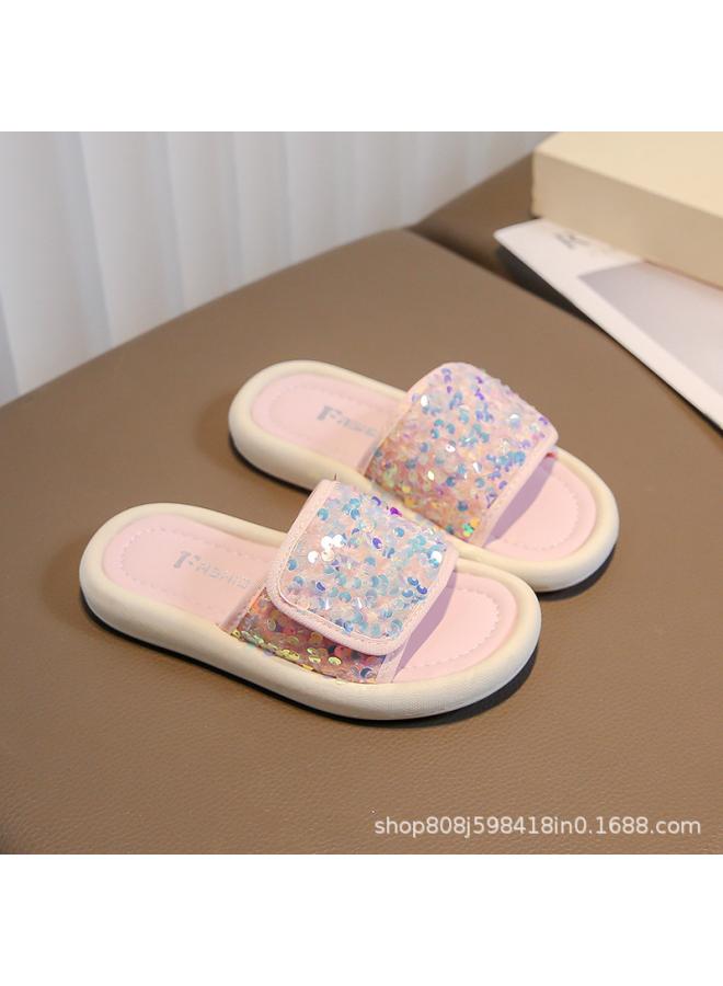 SHAKA Girls Open Toe Slippers Girls Sequin Slippers Summer New Kids Outdoor Sandals Fashion Princess - Image 3