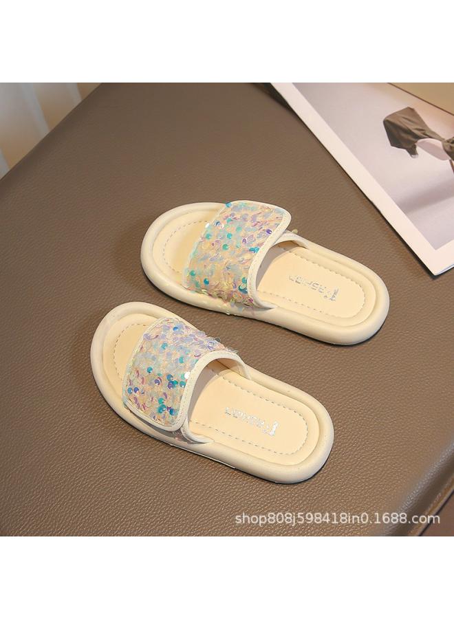 SHAKA Girls Open Toe Slippers Girls Sequin Slippers Summer New Kids Outdoor Sandals Fashion Princess - Image 4