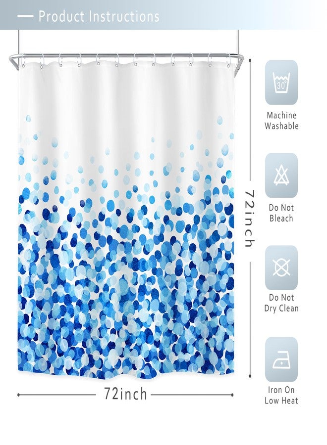 Riyidecor Blue Polka Dots Shower Curtain 72Wx72H Inch Ombre Modern Abstract Geometric Watercolor Classic Light Blue Navy Minimalist Bathroom Decor Fabric Polyester Waterproof 12 Pack Hooks - Image 5