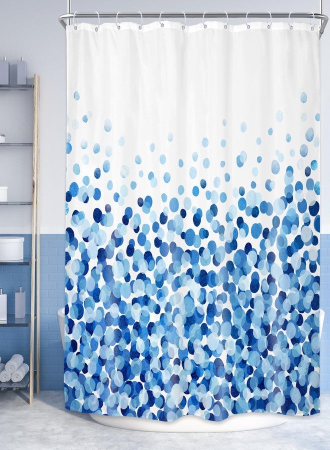 Riyidecor Blue Polka Dots Shower Curtain 72Wx72H Inch Ombre Modern Abstract Geometric Watercolor Classic Light Blue Navy Minimalist Bathroom Decor Fabric Polyester Waterproof 12 Pack Hooks - Image 1