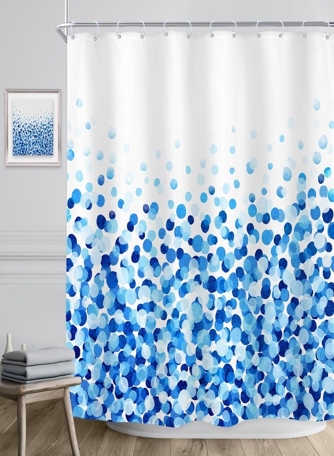 Riyidecor Blue Polka Dots Shower Curtain 72Wx72H Inch Ombre Modern Abstract Geometric Watercolor Classic Light Blue Navy Minimalist Bathroom Decor Fabric Polyester Waterproof 12 Pack Hooks - Image 3