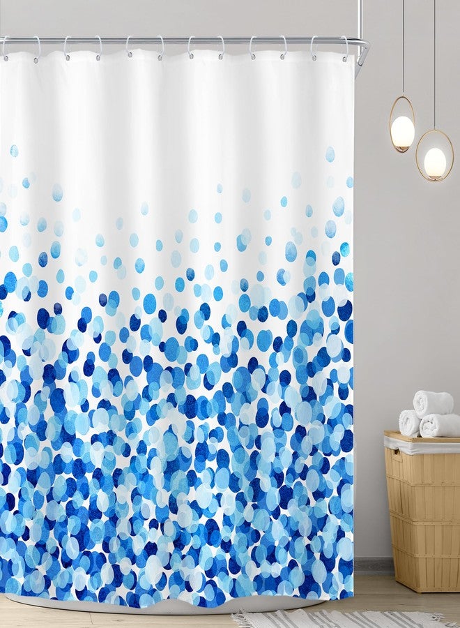 Riyidecor Blue Polka Dots Shower Curtain 72Wx72H Inch Ombre Modern Abstract Geometric Watercolor Classic Light Blue Navy Minimalist Bathroom Decor Fabric Polyester Waterproof 12 Pack Hooks - Image 2