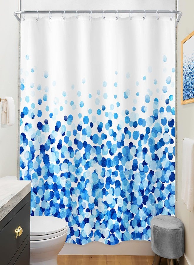 Riyidecor Blue Polka Dots Shower Curtain 72Wx72H Inch Ombre Modern Abstract Geometric Watercolor Classic Light Blue Navy Minimalist Bathroom Decor Fabric Polyester Waterproof 12 Pack Hooks - Image 4