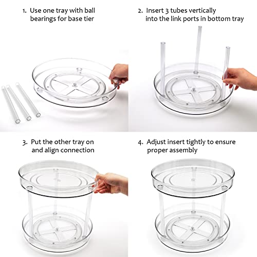 Amolliar 2 Tier 9 Inch Lazy Susan Turntable Organizer for Cabinet,Spice Rack Food Storage Container for Kitchen, Pantry, Fridge, Countertop, Vanity, Bathroom, Spinner Organizer for Spices, Condiments - Image 5