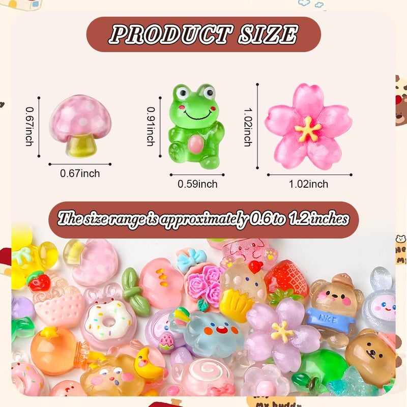 Vellibring 60PCS Cute Slime Charms Mixed Flatback Resin Charms Set,60 Styles Cartoon Making Kit Decorations for DIY Craft Phone Cases Nails Scrapbooking - Image 3