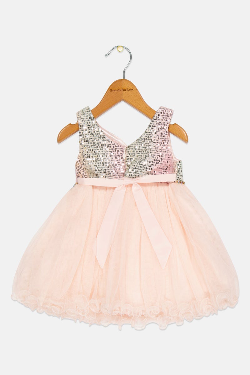 american Princess Toddlers Girl Sequin Sleeveless Dress, Light Pink  - Image 2