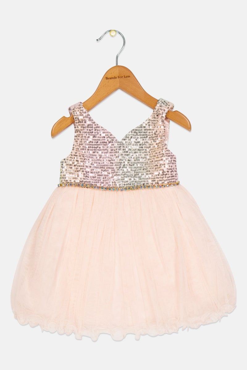 american Princess Toddlers Girl Sequin Sleeveless Dress, Light Pink  - Image 1