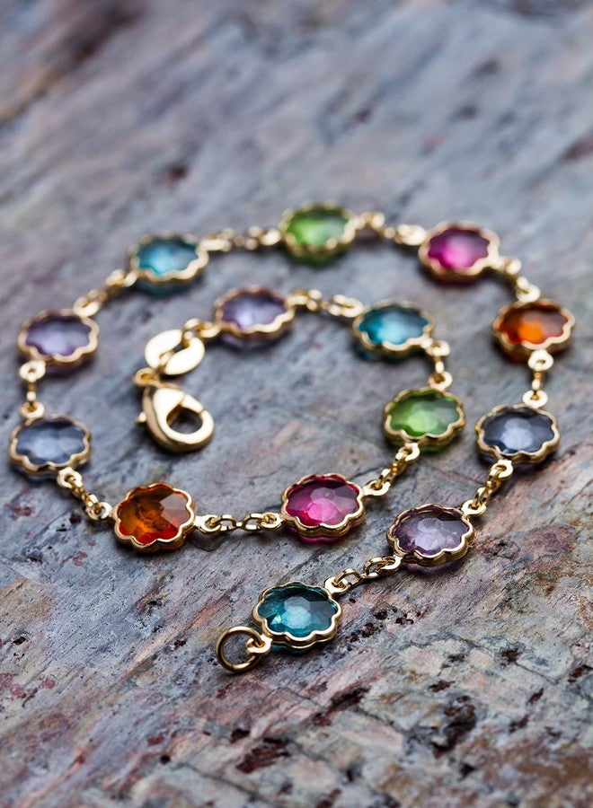 Barzel 18K Gold Plated Multicolor Crystal Bracelet in 7.5 Inches - Made In Brazil - Image 3