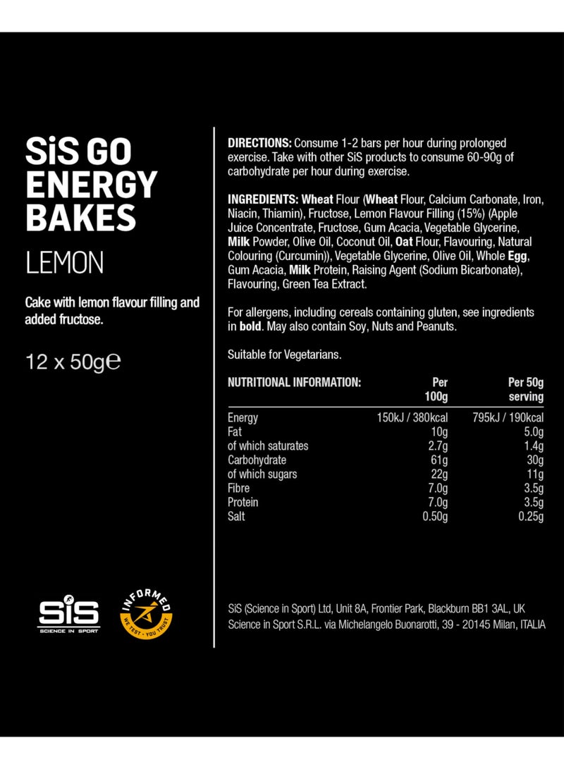 SIS GO Energy Bakes | 2 to 1  Ratio | 30g Carbohydrates | 10g Fructose | Soft Filled Energy Snack | Lemon Flavour | 12 Pack - Image 2