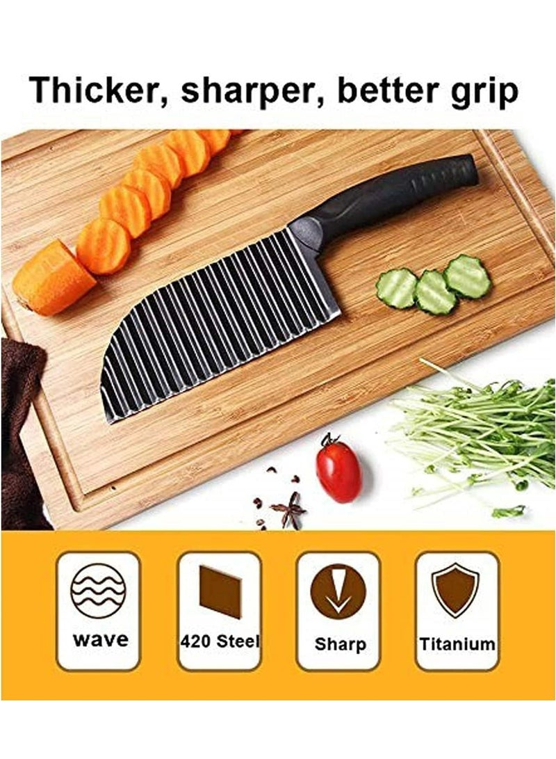 Loquat Stainless Steel Crinkle Potato Vegetable Cutter French Fries Slicer Handheld Chipper Chopper,Kitchen Wavy Blade Cutting Tool - Image 2