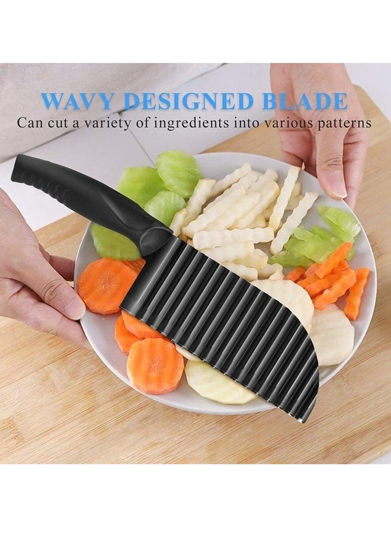 Loquat Stainless Steel Crinkle Potato Vegetable Cutter French Fries Slicer Handheld Chipper Chopper,Kitchen Wavy Blade Cutting Tool - Image 5