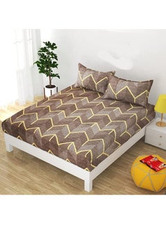 Shinzo Shinzo Premium 144 TC 100 Polycotton Fabric Modern Double Bed Bedsheet with 2 Full Size Pillow Covers 90 x 100 Inch Brown  - Image 1