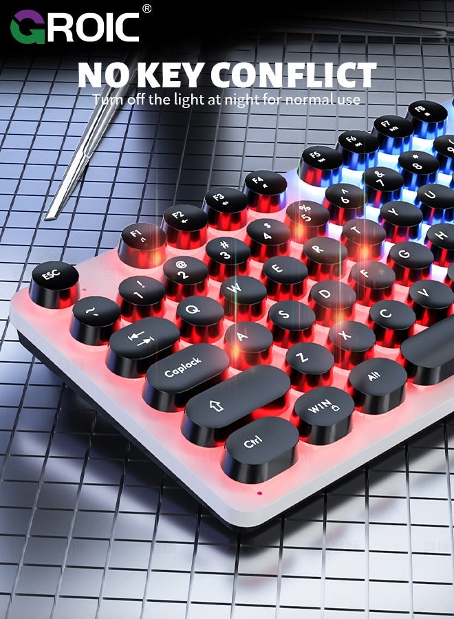 GROIC Gaming Keyboard and Mouse Set, LED Backlit Mechanical Feel Business Office Keyboard Colorful Breathing Backlit Gaming Mouse for Working or Primer Gaming, Office Device - Image 5