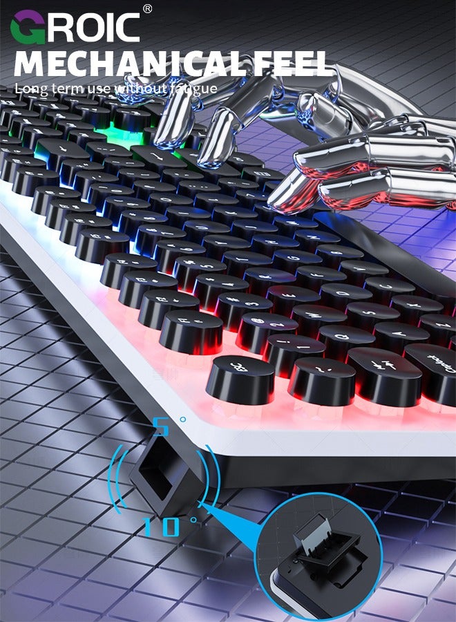 GROIC Gaming Keyboard and Mouse Set, LED Backlit Mechanical Feel Business Office Keyboard Colorful Breathing Backlit Gaming Mouse for Working or Primer Gaming, Office Device - Image 3