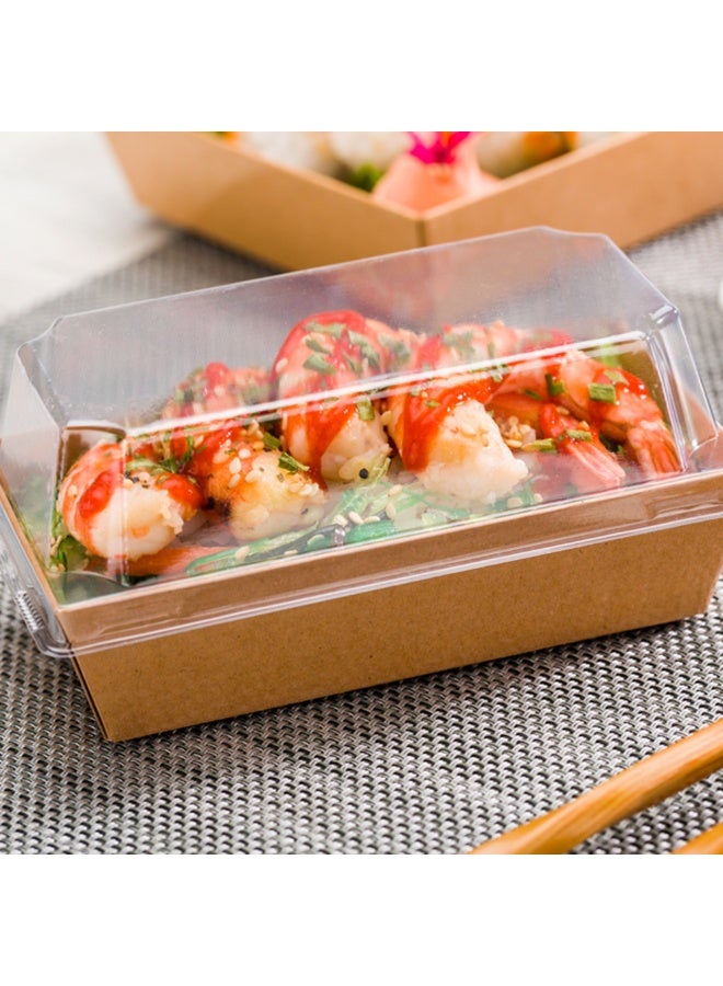 Restaurantware غطاء فقط: غطاء ماتسوري فيجن 5.3 × 3 × 1.6 بوصة للحاويات الصغيرة، 100 غطاء محكم - الحاويات تباع بشكل منفصل، تصميم مرتفع، أغطية بلاستيكية شفافة، لصناديق السوشي - Image 3