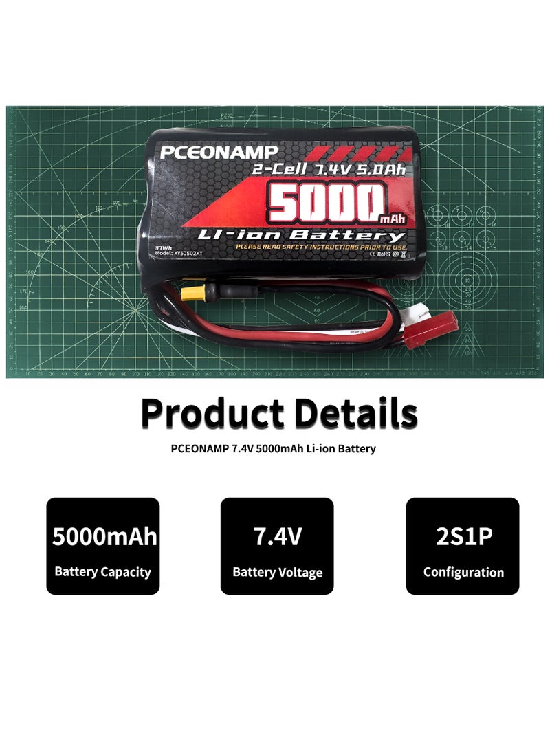 PCEONAMP TX16S Battery 5000mAh 2S 7.4V with JST-XH, JST Plug and XT30 Plug Fit for Transmitter TX16s RC4GS, RC6GS 1 Pack with 1 USB Charger - Image 2