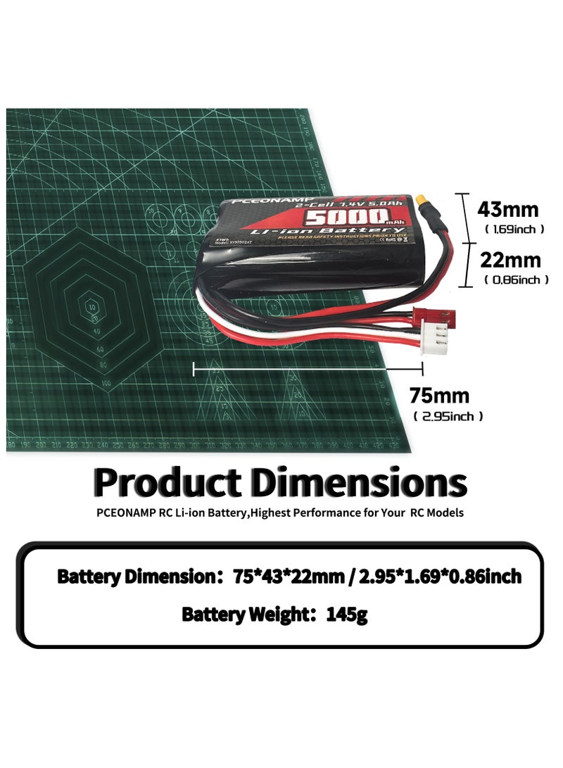 PCEONAMP TX16S Battery 5000mAh 2S 7.4V with JST-XH, JST Plug and XT30 Plug Fit for Transmitter TX16s RC4GS, RC6GS 1 Pack with 1 USB Charger - Image 3
