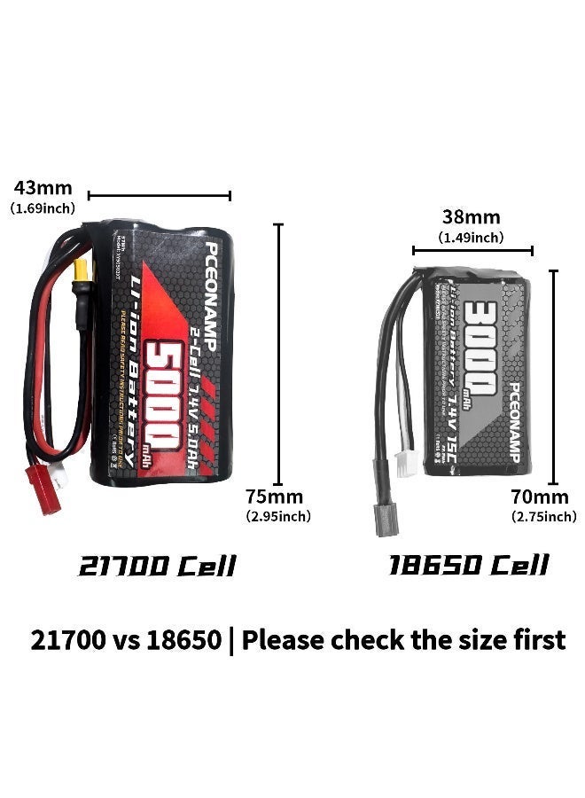 PCEONAMP TX16S Battery 5000mAh 2S 7.4V with JST-XH, JST Plug and XT30 Plug Fit for Transmitter TX16s RC4GS, RC6GS 1 Pack with 1 USB Charger - Image 3