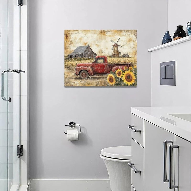Fuzawet Rustic Red Truck Canvas Wall Art - Image 5