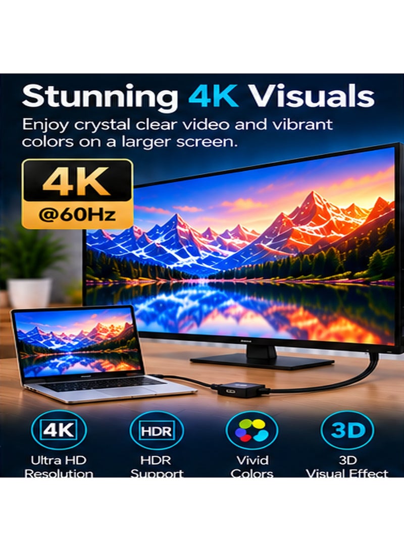 أونتن كابل ONTEN DP303 من DisplayPort إلى HDMI بطول 3 أمتار، يدعم دقة 4K بمعدل 30 هرتز (Ultra HD)، مزود بموصلات مطلية بالذهب وموصلات نحاسية مغلفة بالقصدير مع حماية متعددة الطبقات وتصميم قفل آمن، ويدعم خاصية التوصيل والتشغيل (Plug & Play) مع أجهزة الكمبيوتر المكتبية والمحمولة، وبطاقات الرسوميات، والشاشات، وأجهزة التلفزيون عالية الدقة (HDTV)، وأجهزة العرض الضوئي (البروجيكتور). - Image 2