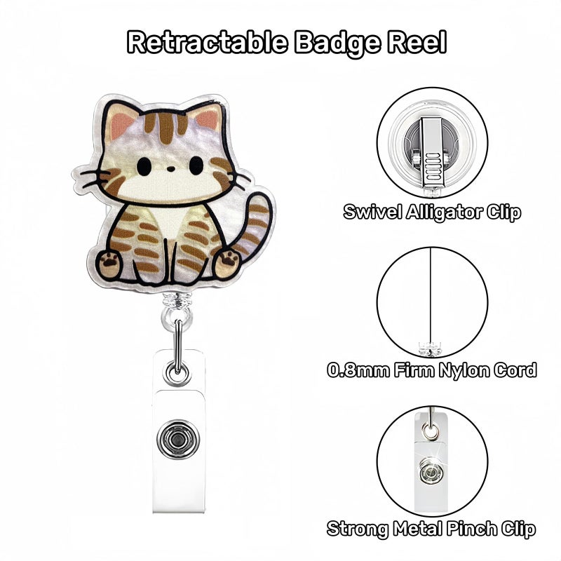 OCOUYVD Cute Cat Nurse Badge Reel, Pretty Work Badge Holder Retractable Clip, Nursing Student RN LPN CNA Medical Worker Nurse Teacher Doctor ID Name Badge Buddy - Image 2