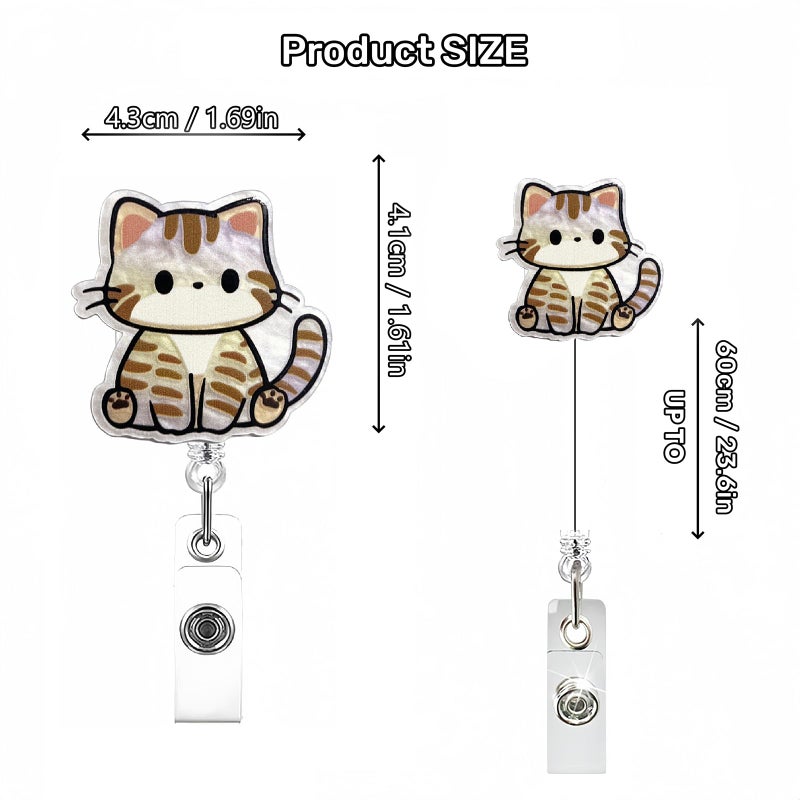 OCOUYVD Cute Cat Nurse Badge Reel, Pretty Work Badge Holder Retractable Clip, Nursing Student RN LPN CNA Medical Worker Nurse Teacher Doctor ID Name Badge Buddy - Image 3