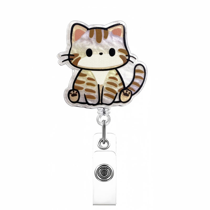 OCOUYVD Cute Cat Nurse Badge Reel, Pretty Work Badge Holder Retractable Clip, Nursing Student RN LPN CNA Medical Worker Nurse Teacher Doctor ID Name Badge Buddy - Image 1