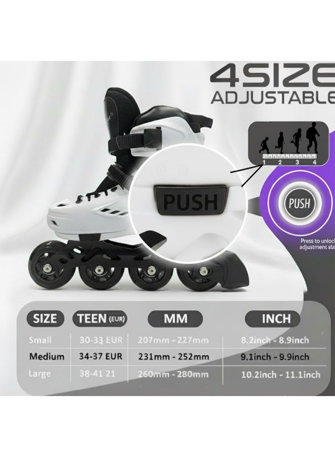سوكريكس حذاء تزلج إنلاين للأطفال واليافعين قابل للتعديل مع عجلات LED مضيئة – طقم كامل مع خوذة وواقيات الركبة والكوع والمعصم – أحذية تزلج آمنة للأولاد والبنات - Image 2