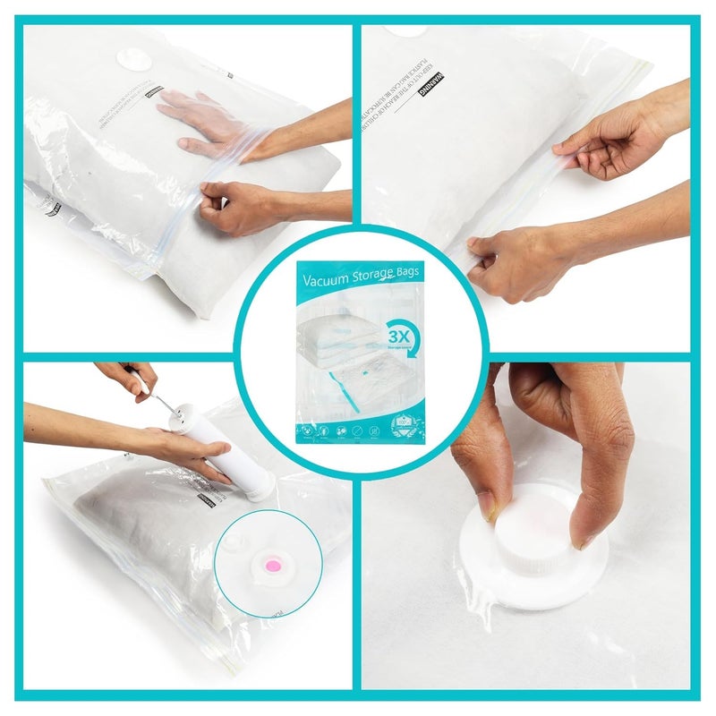 MUSVUZA Space Saver Vacuum Bags Vacuum Bags for Clothes Vacuum Bags for Clothes with Pump Packing Bags for Clothes Vacuum Storage Bags Cloth Bags 2 Small 2 Medium 1 Large Pack of 5 - Image 5