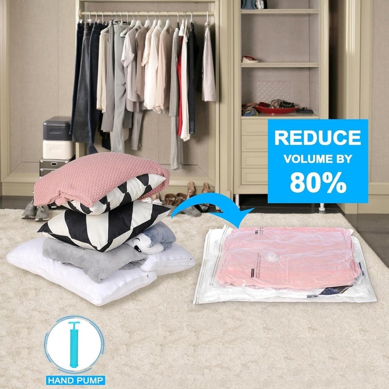 MUSVUZA Space Saver Vacuum Bags Vacuum Bags for Clothes Vacuum Bags for Clothes with Pump Packing Bags for Clothes Vacuum Storage Bags Cloth Bags 2 Small 2 Medium 1 Large Pack of 5 - Image 2